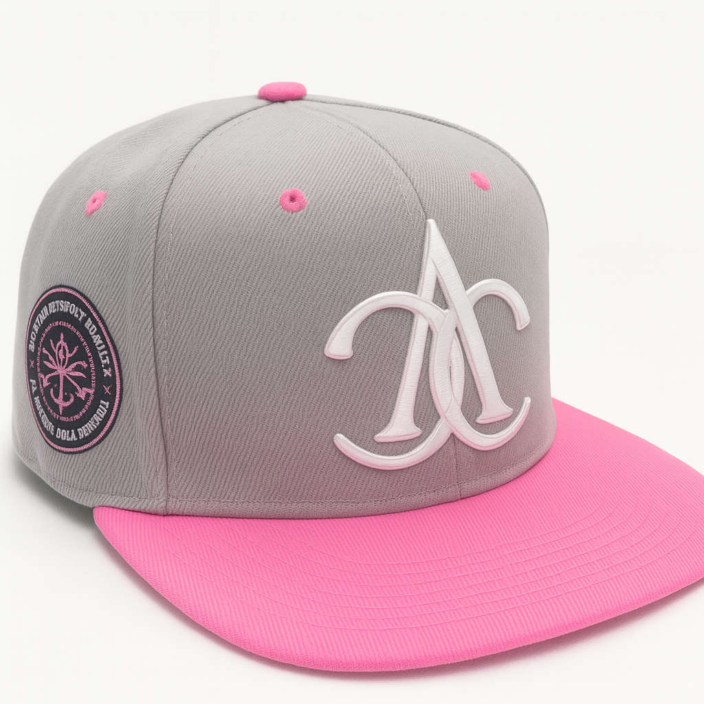 Gray hat white logo with pink bill